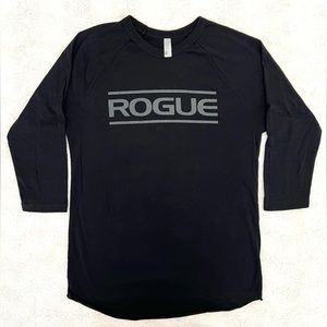 Rogue Mens three-quarter length sleeve shirt in black. Size medium.
